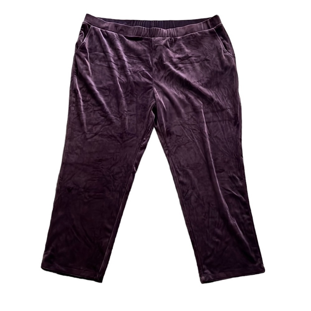 LOGO by Lori Goldstein Plumb Velour Pull-on Elastic Waist Jogger Pants 2X Petite